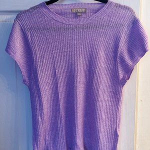 J Crew Cap Sleeve Crewneck Sweater T Shirt in Merino Linen Blend, New w/o tags